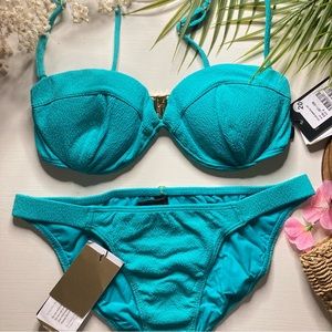 Vix 🐠 Aqua Underwire Firenze Taylor Bandeau Bikini Top | Fany Full Bottom 👙🏝️